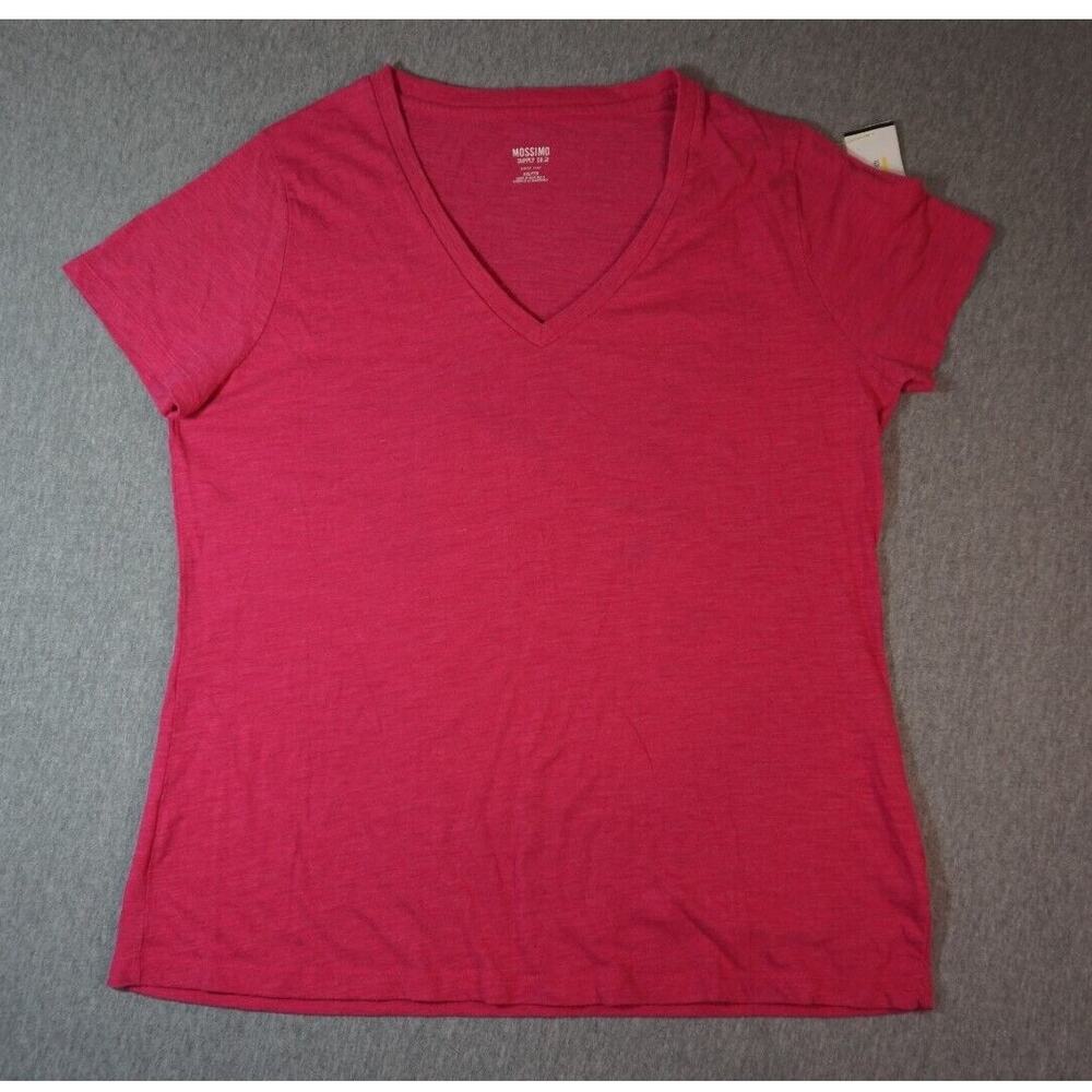 Mossimo Ladies V-neck Pink top short sleeve Sz XXL Distressed Light